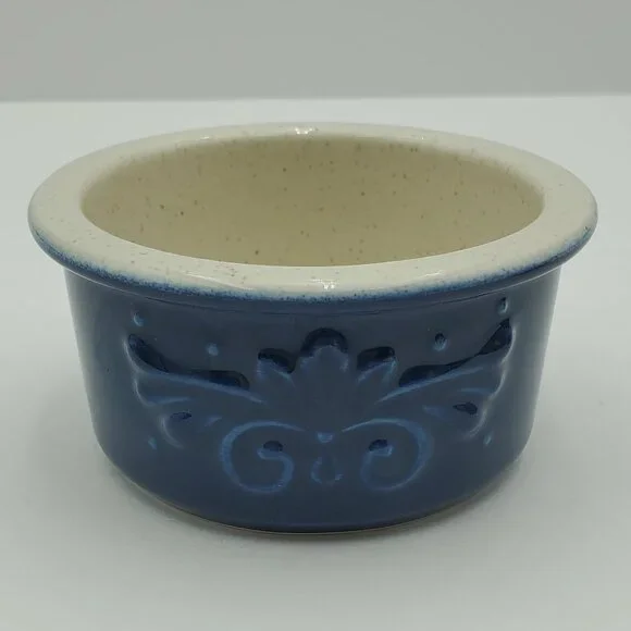 Pfaltzgraff Weir In Your Kitchen Chicory Cayenne Fennel Ramekins Blue Red Gold - Picture 6 of 8